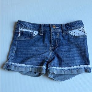 Vigoss Denim Kids Shorts with Lace Trim